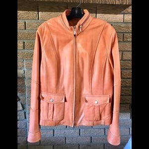 Orange/Peach Danier Leather Jacket